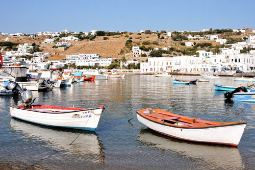 Plage et port de pche de Mykonos